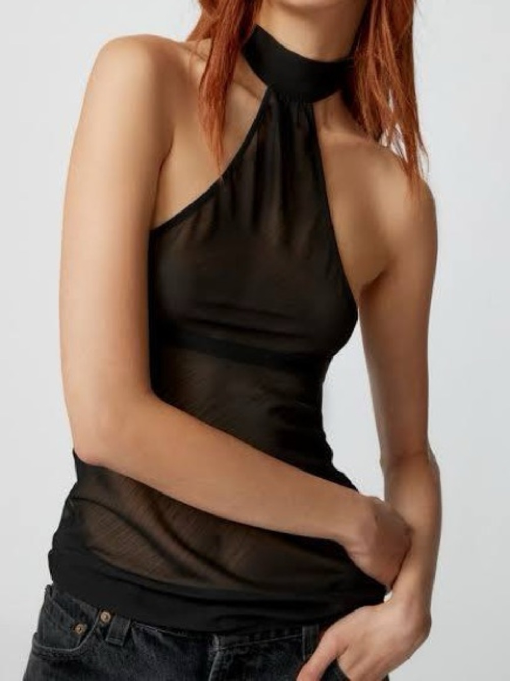 Lioness Hillis Sheer Halter Top in Black - Size XS